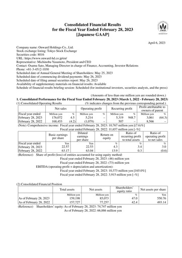 Thumbnail Onward Holdings Co., Ltd. Financial Report 2022-2023