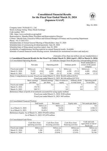 Thumbnail Nichireki Group Financial Statement fy2024