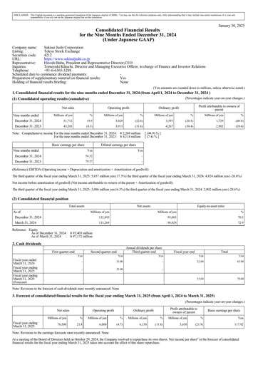 Thumbnail Sekisui Jushi Corporation Financial Statement 2025-9m