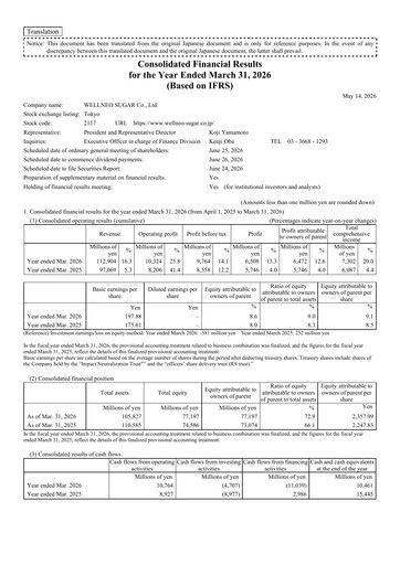 Thumbnail  Wellneo Sugar Financial Statement fy2026