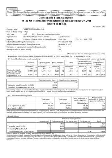 Thumbnail  Wellneo Sugar Half-year Report 2026-h1