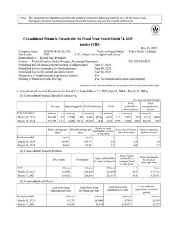 Thumbnail Nippon Seiki Financial Statement fy2024
