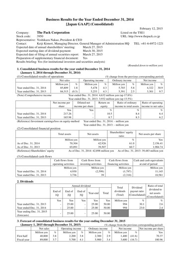 Thumbnail The Pack Corporation Financial Statement 2014