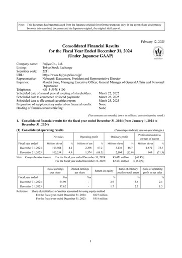 Thumbnail Fujiya Co., Ltd. Financial Statement 2024