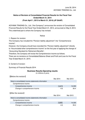 Thumbnail Aoyama Trading Financial Report fy2014