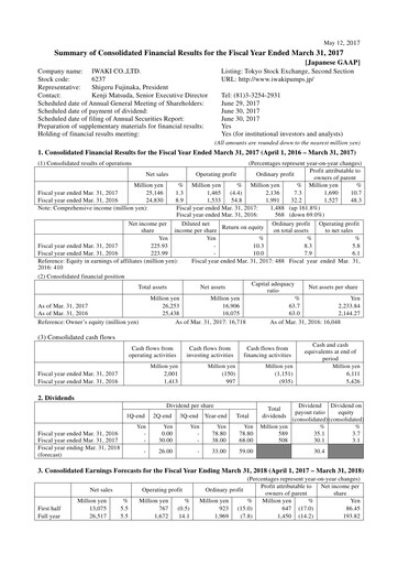 Thumbnail Iwaki Co. Financial Statement fy2017