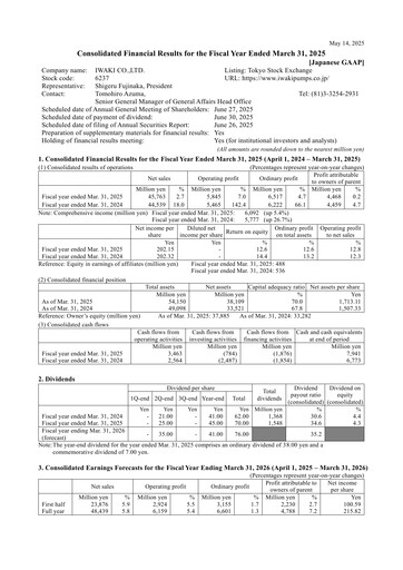 Thumbnail Iwaki Co. Financial Statement fy2025