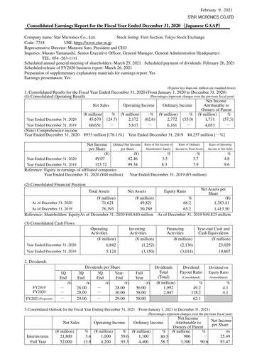 Vorschaubild Star Micronics Finanzmitteilung 2020