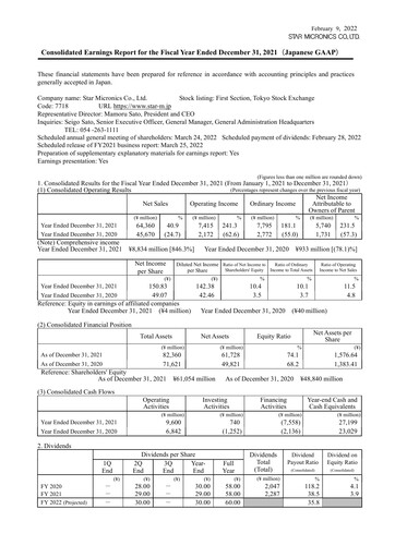 Vorschaubild Star Micronics Finanzmitteilung 2021