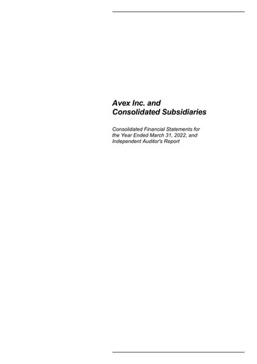 Thumbnail Avex Inc. Financial Statement fy2022