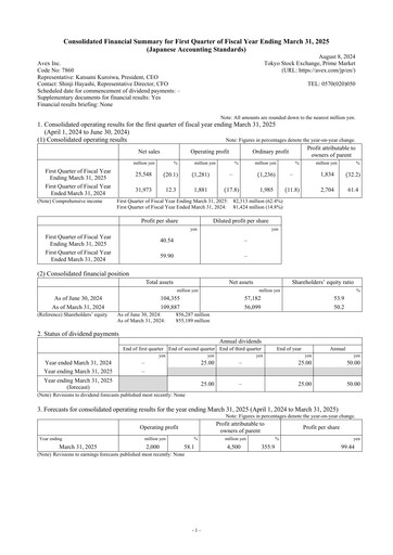 Thumbnail Avex Inc. Quarterly Report fy2025-q1