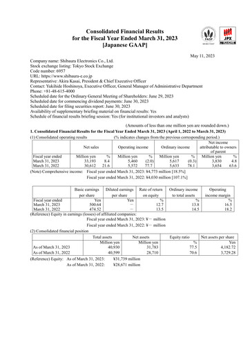 Thumbnail Shibaura Electronics Financial Statement fy2023