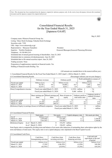 Thumbnail Okinawa Financial Group Financial Statement 2025