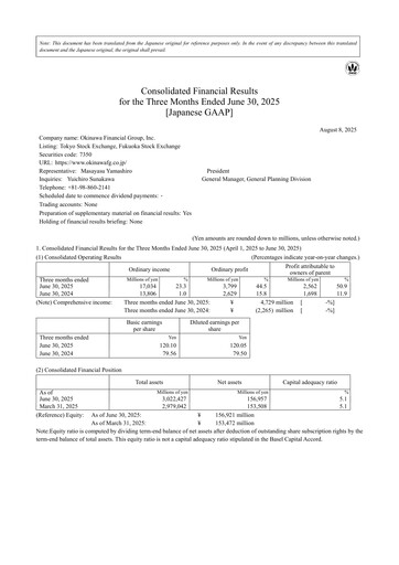 Thumbnail Okinawa Financial Group Quarterly Report 2026-q1