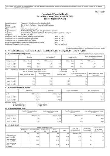 Thumbnail Nippon Air conditioning Services Financial Statement fy2025