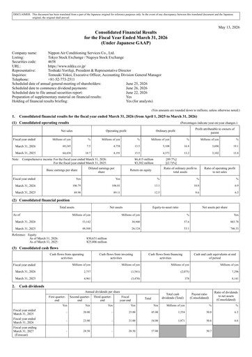 Thumbnail Nippon Air conditioning Services Financial Statement fy2026