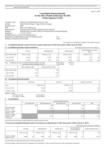 Thumbnail Nippon Air conditioning Services Quarterly Report fy2027-q1