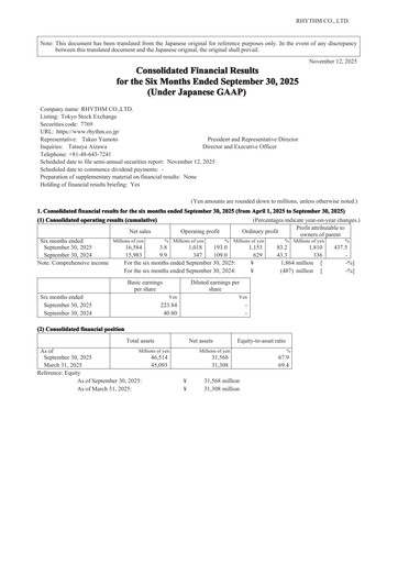 Thumbnail Rhythm Co.,Ltd. Half-year Report 2025-h1