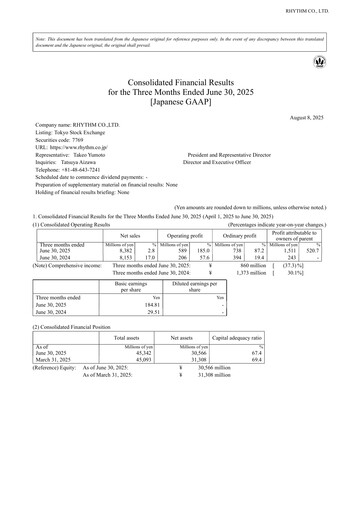 Thumbnail Rhythm Co.,Ltd. Quarterly Report 2025-q1