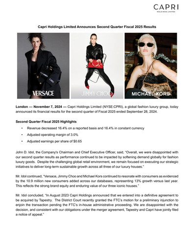 Miniature Capri Holdings Rapport trimestriel 2025-q2