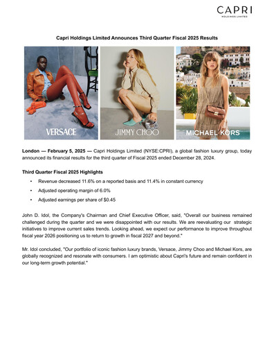 Miniature Capri Holdings Rapport trimestriel 2025-q3