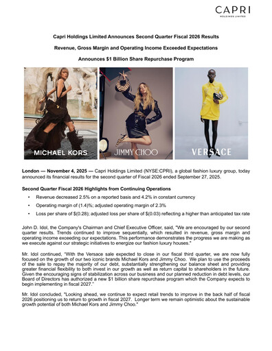 Miniature Capri Holdings Rapport trimestriel 2026-q2