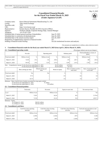 Thumbnail Kawai Musical Instruments Manufacturing Financial Report 2024-2025