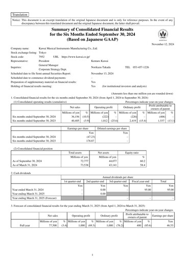 Thumbnail Kawai Musical Instruments Manufacturing Half-year Report 2024-h1