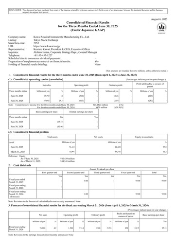 Thumbnail Kawai Musical Instruments Manufacturing Quarterly Report 2025-q1