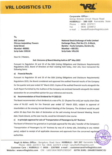 Thumbnail VRL Logistics Financial Statement 2022-2023