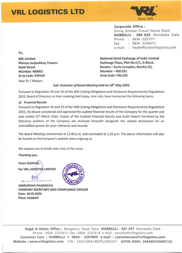 Thumbnail VRL Logistics Financial Statement 2025-2026