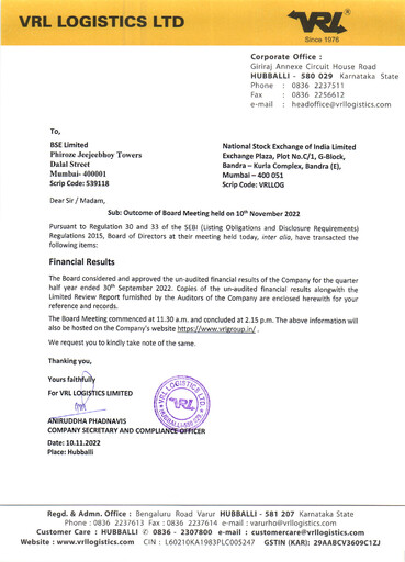 Thumbnail VRL Logistics Half-year Report 2022-h1