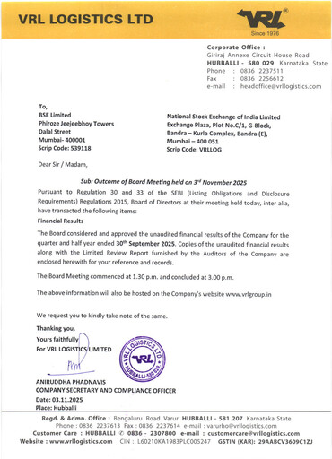 Thumbnail VRL Logistics Half-year Report 2025-h1