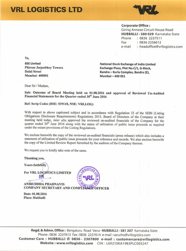 Thumbnail VRL Logistics Quarterly Report 2016-q1