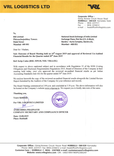 Thumbnail VRL Logistics Quarterly Report 2019-q1