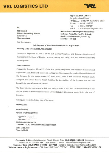 Thumbnail VRL Logistics Quarterly Report 2020-q1
