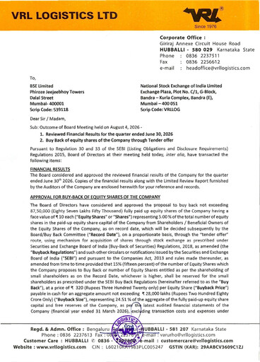Thumbnail VRL Logistics Quarterly Report 2026-q1