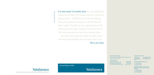 Thumbnail Telia Company Annual Report 2003