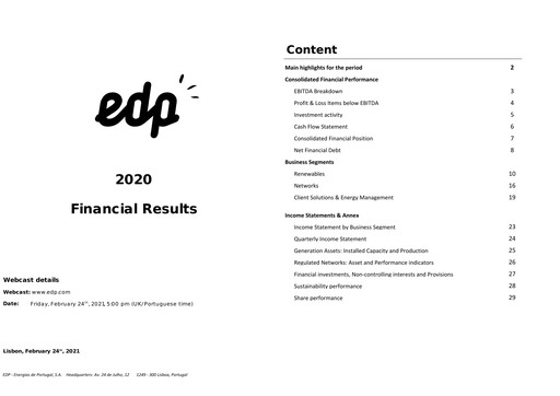 Miniature EDP Group Rapport financier 2020