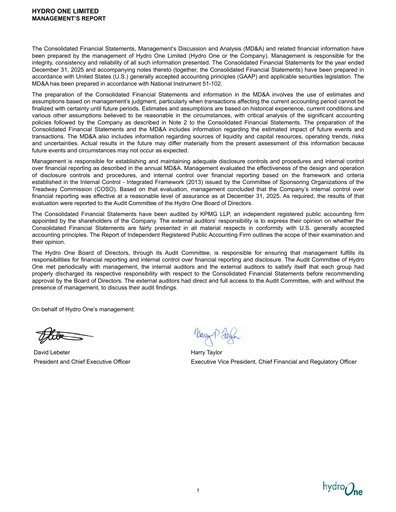 Thumbnail Hydro One
 Financial Statement 2025