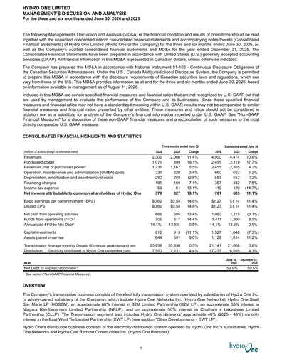 Thumbnail Hydro One
 Quarterly Report 2026-q2