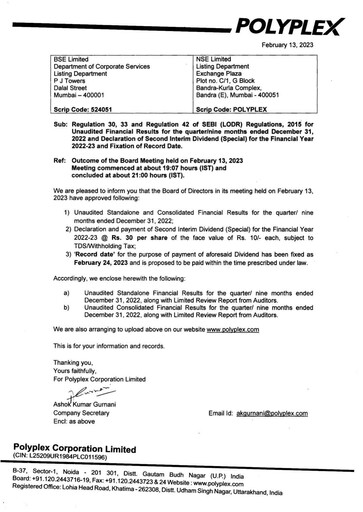 Miniature Polyplex Rapport trimestriel 2022-q3