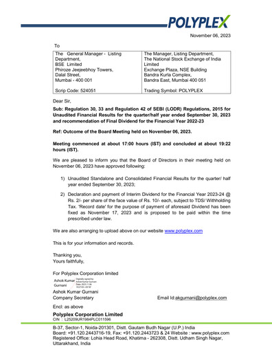 Thumbnail Polyplex Quarterly Report 2023-q2
