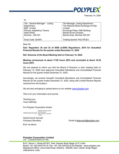 Thumbnail Polyplex Quarterly Report 2023-q3