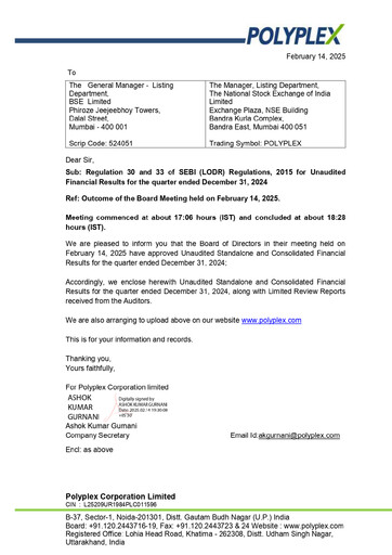 Thumbnail Polyplex Quarterly Report 2024-q3