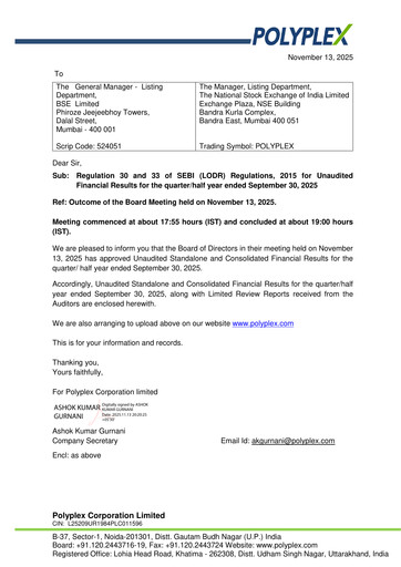 Thumbnail Polyplex Quarterly Report 2025-q2