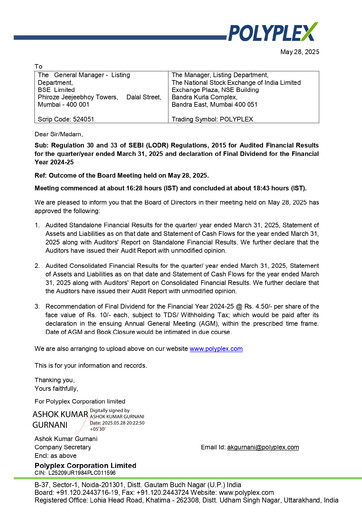 Thumbnail Polyplex Quarterly Report 2025-q4