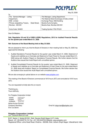 Thumbnail Polyplex Quarterly Report 2026-q4
