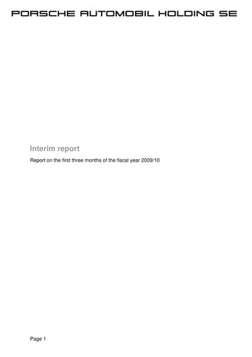 Thumbnail Porsche SE Quarterly Report 2009-2010-q1