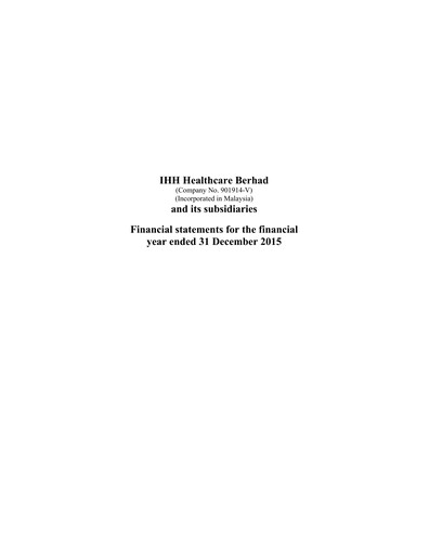 Thumbnail IHH Healthcare
 Financial Statement 2015